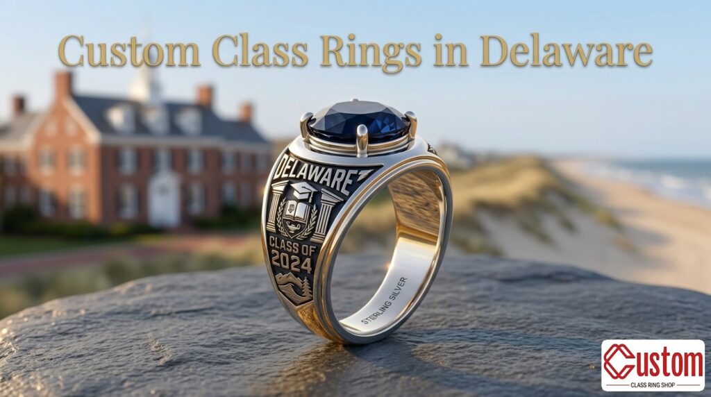 custom class rings in Delaware handcrafted 925 sterling silver - CustomClassRingShop