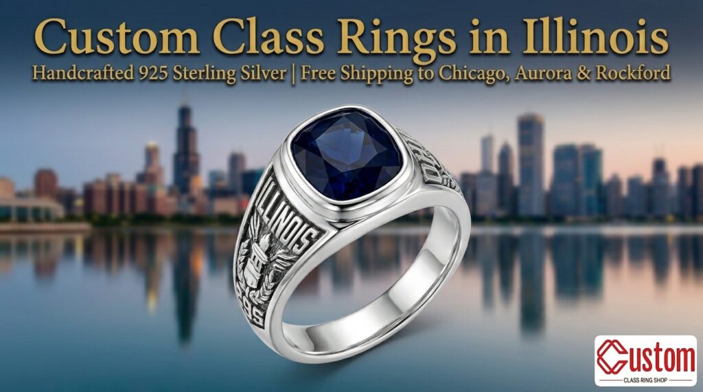 custom class rings in Illinois handcrafted 925 sterling silver - CustomClassRingShop
