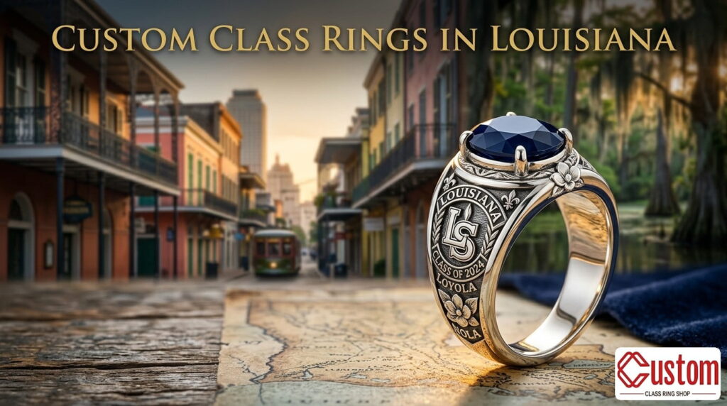 custom class rings in Louisiana handcrafted 925 sterling silver - CustomClassRingShop