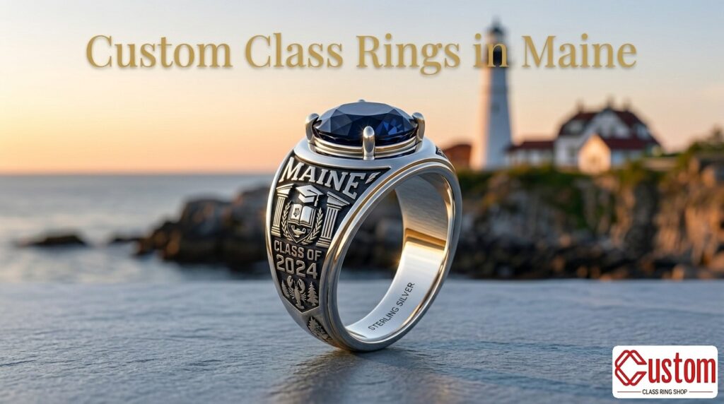 custom class rings in Maine handcrafted 925 sterling silver - CustomClassRingShop