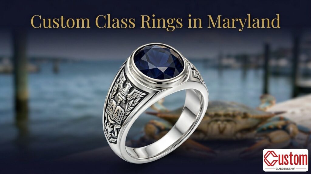 custom class rings in Maryland handcrafted 925 sterling silver - CustomClassRingShop