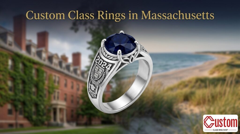 custom class rings in Massachusetts handcrafted 925 sterling silver - CustomClassRingShop