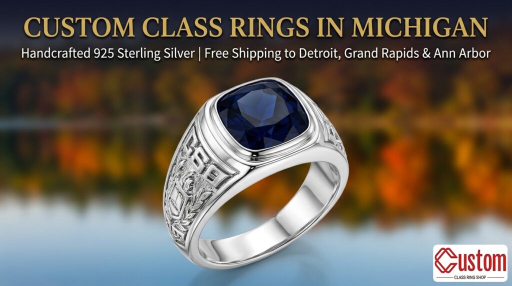 Custom Class Rings in Michigan Custom class rings in Michigan - Handcrafted 925 Sterling Silver