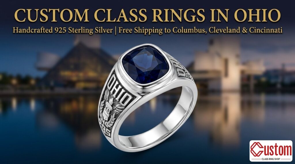 custom class rings in Ohio handcrafted 925 sterling silver - CustomClassRingShop