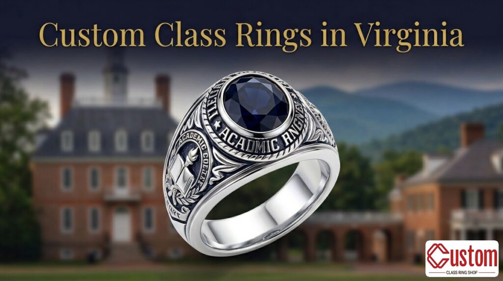 custom class rings in Virginia handcrafted 925 sterling silver - CustomClassRingShop