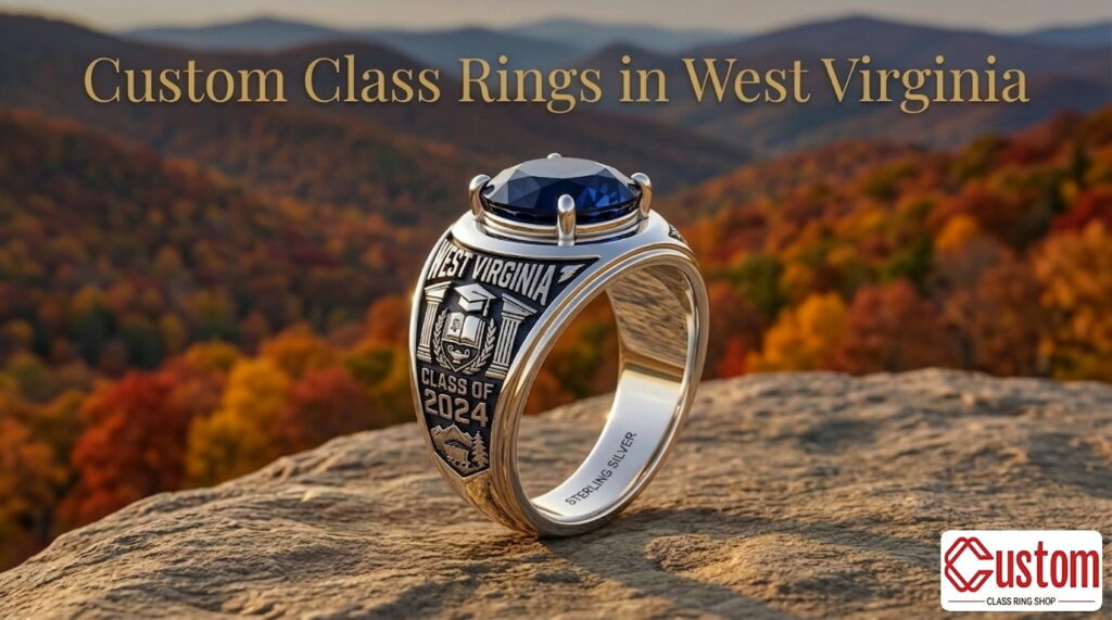 custom class rings in West Virginia handcrafted 925 sterling silver - CustomClassRingShop