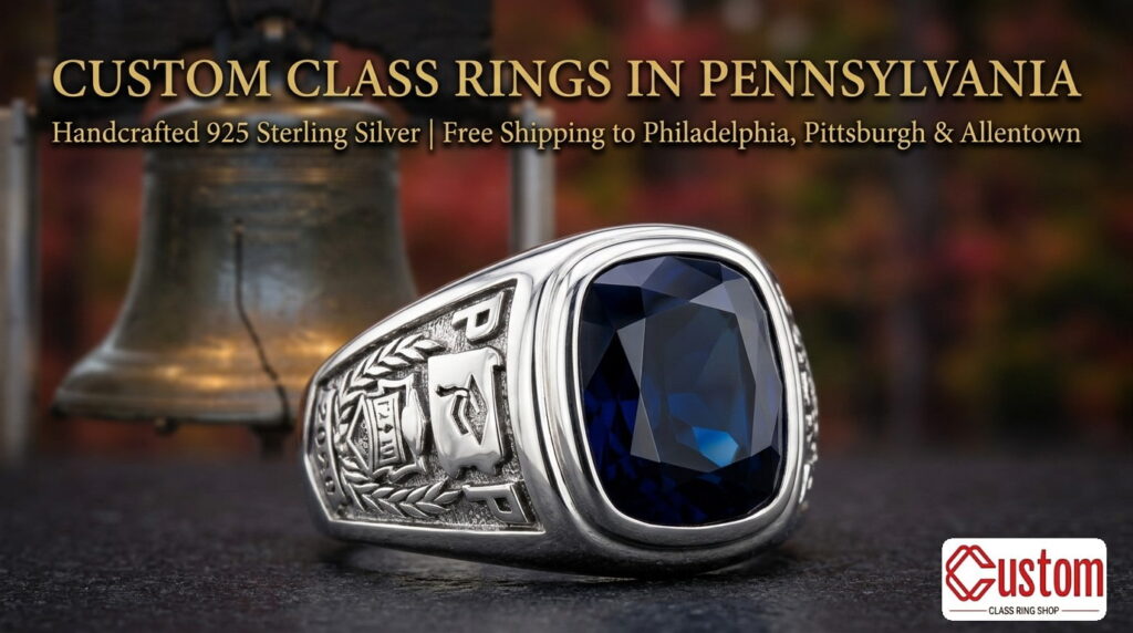 custom-class-rings-in-pennsylvania - 925 sterling silver class ring Pennsylvania custom class rings in Pennsylvania