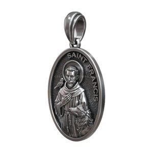 Saint Francis with Wolf and Bird Christian Medal jewelry1
