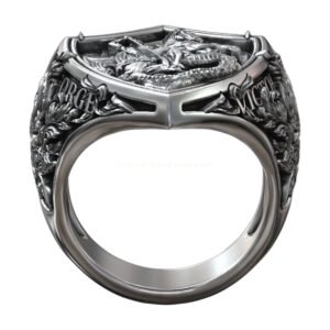 Saint George Victorious and Dragon Shield Cross Pattern Signet jewelry1