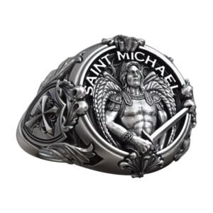 Saint Michael Archangel Shield Sword Symbol Christian Ring jewelry1