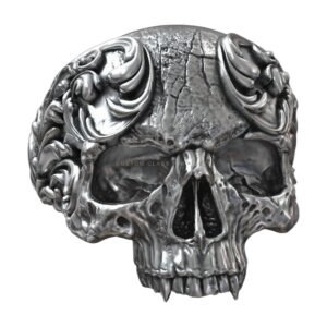 Silver Skull Oxidized Ring Baroque Style jewelry1