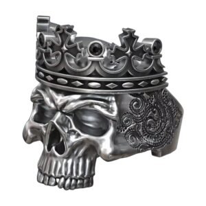 Skull Crown King Black Diamond Pattern Ring jewelry1