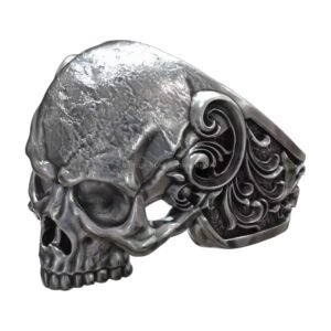 Skull Flower Pattern Baroque Motorbike Ring jewelry1