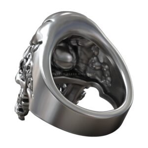 Skull Head Beard Pattern Biker Ring jewelry1