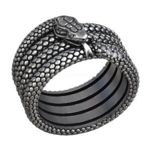 Snake Reptile Oxidized Gems Ring jewelry1