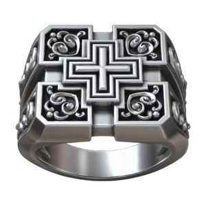 Square Cross Pattern Silver Signet jewelry1