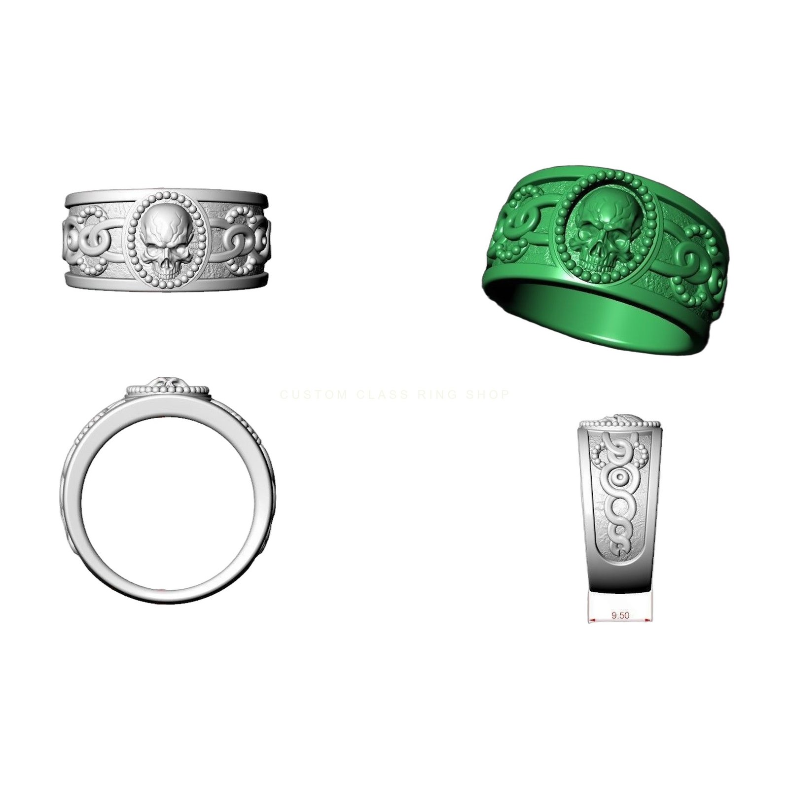 Sugar Skull Calavera Floral Pattern Unisex Ring jewelry1
