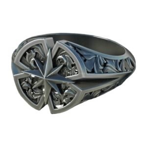 Windrose Star Compass Traveler Pattern Signet jewelry