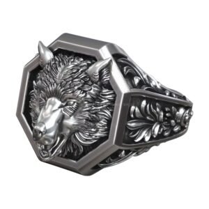 Wolf Head Signet Pattern Men Ring jewelry
