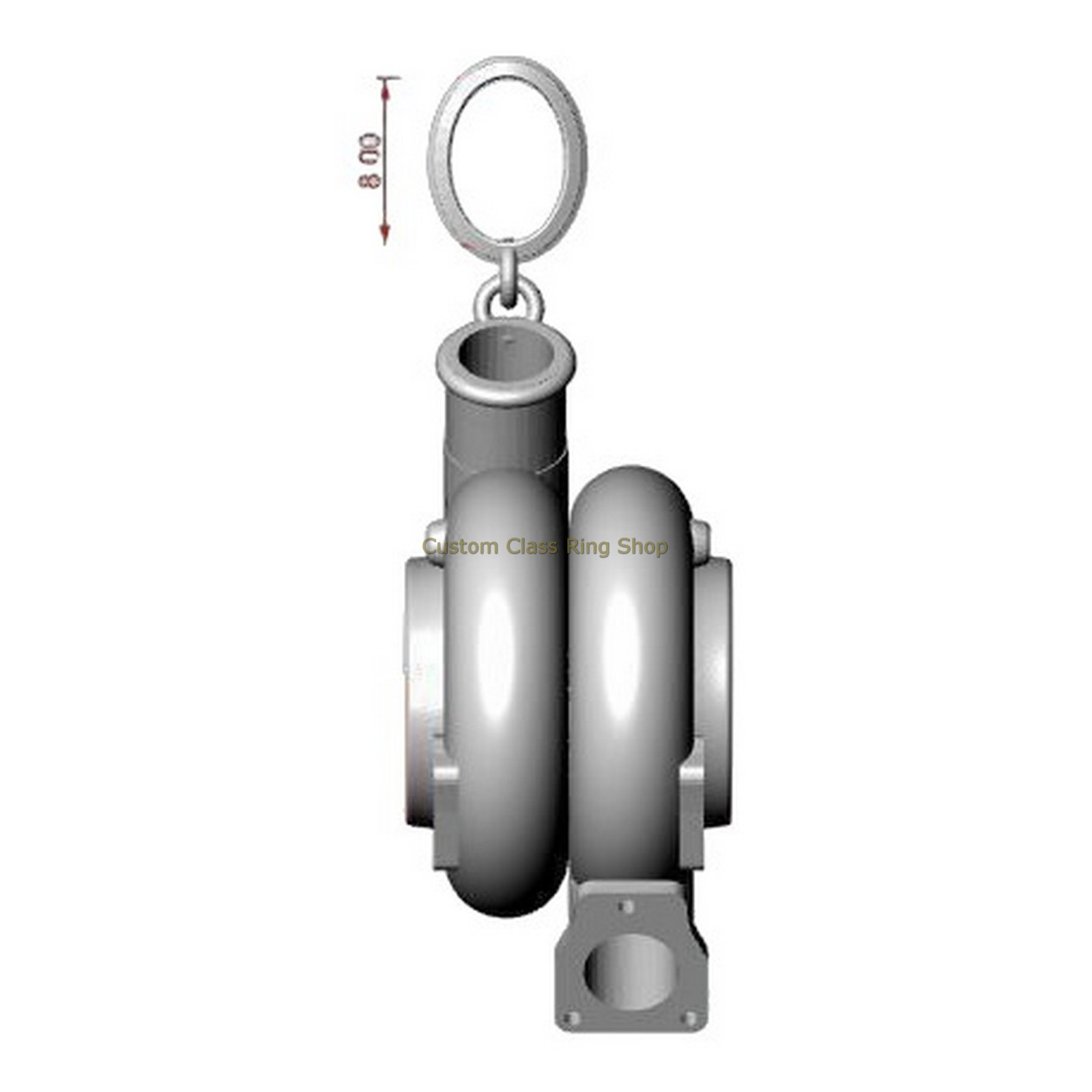 Sterling silver garrett turbine pendant with detailed compressor wheel
