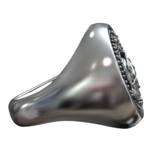sterling silver antique Athena coin ring with beaded border