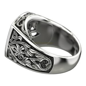 Antique sterling silver cross ring with filigree baroque detail