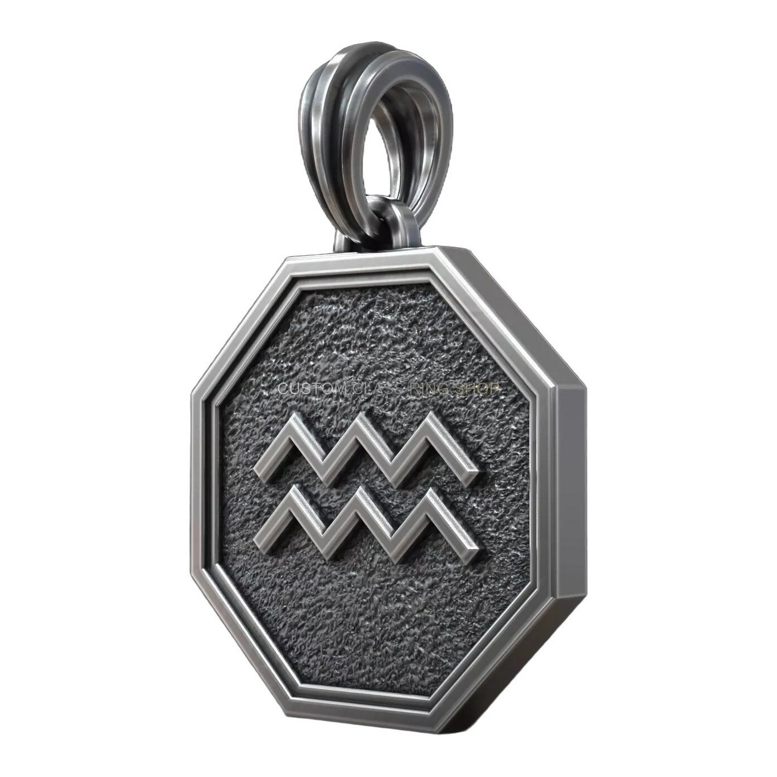Aquarius zodiac sign sterling silver pendant with water bearer design