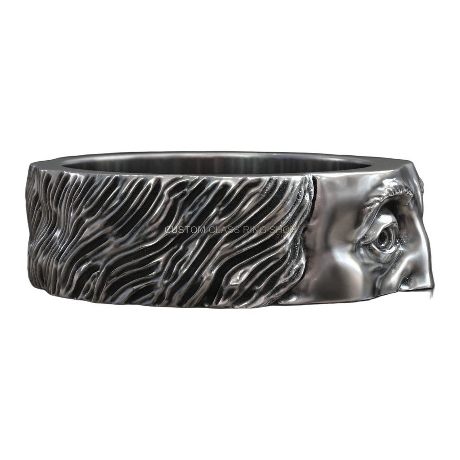 Sterling silver Benjamin Franklin founding father ring with oxidized finish