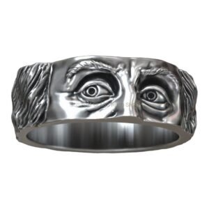 Sterling silver Benjamin Franklin founding father ring with oxidized finish