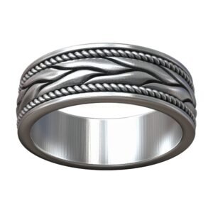 braided wedding band set wheat pattern rings 3d model 0193628996