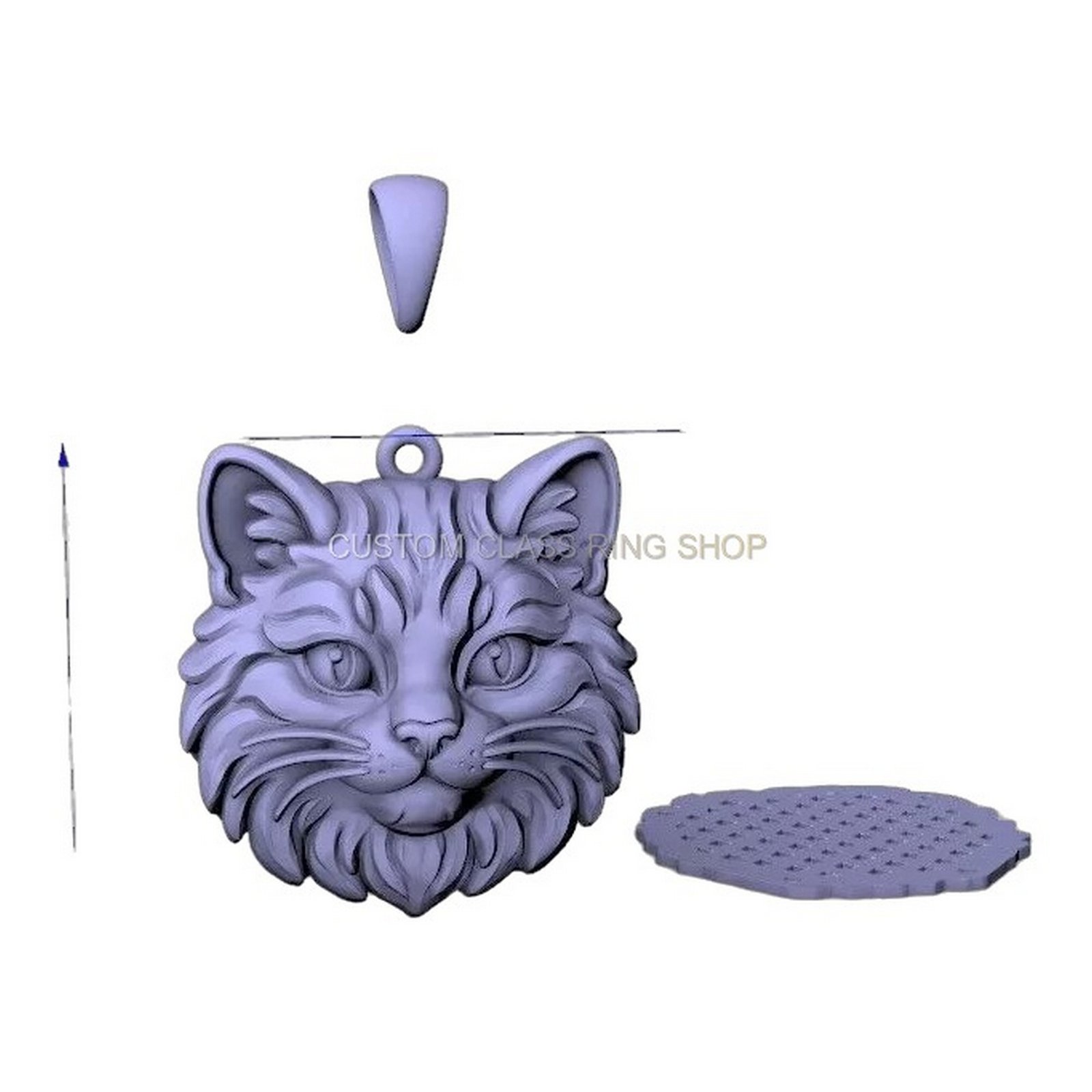 Sterling silver cat face statement pendant with oxidized antique finish