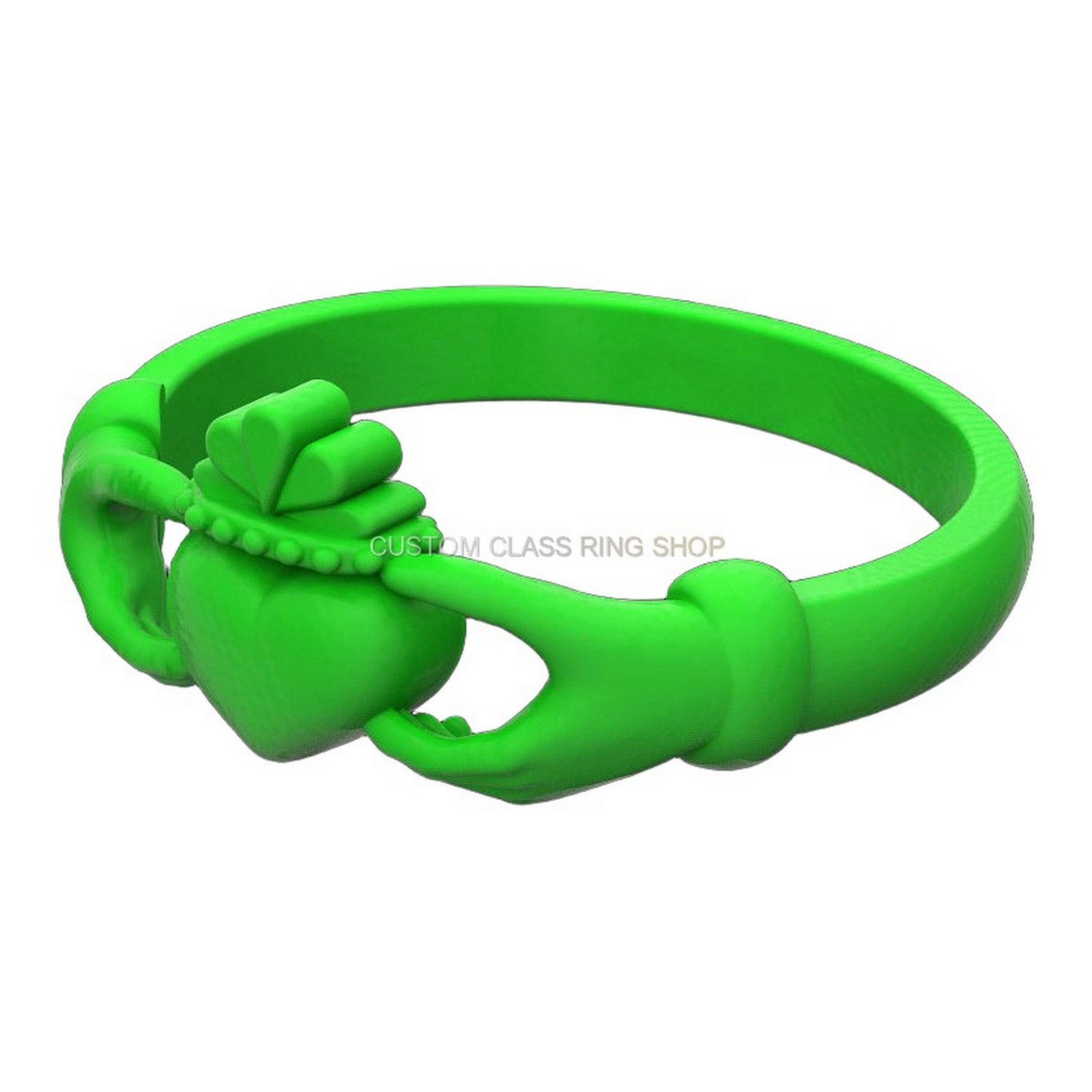 Sterling silver claddagh ring with crowned heart and protective hands