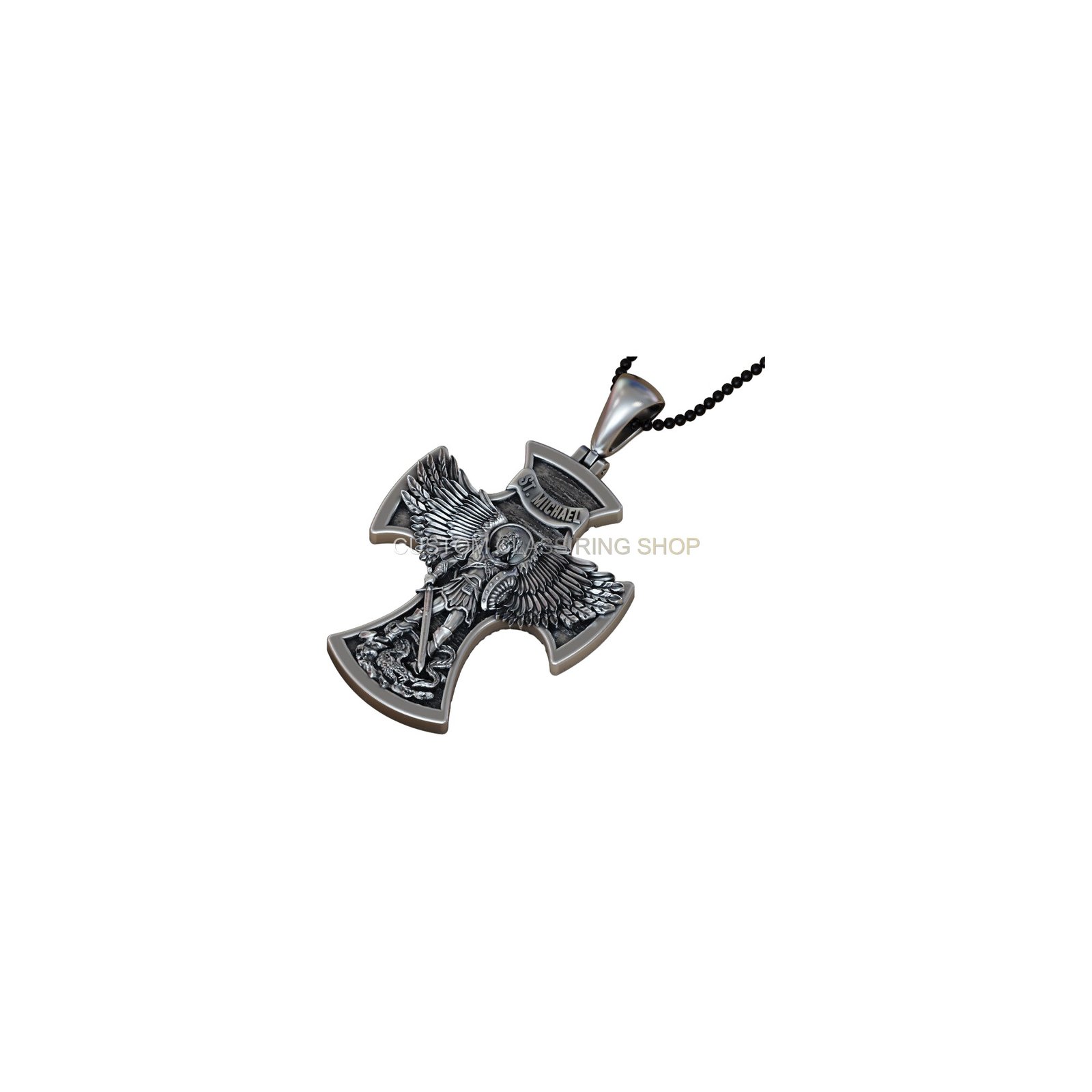 Sterling silver saint michael archangel pendant with prayer inscription