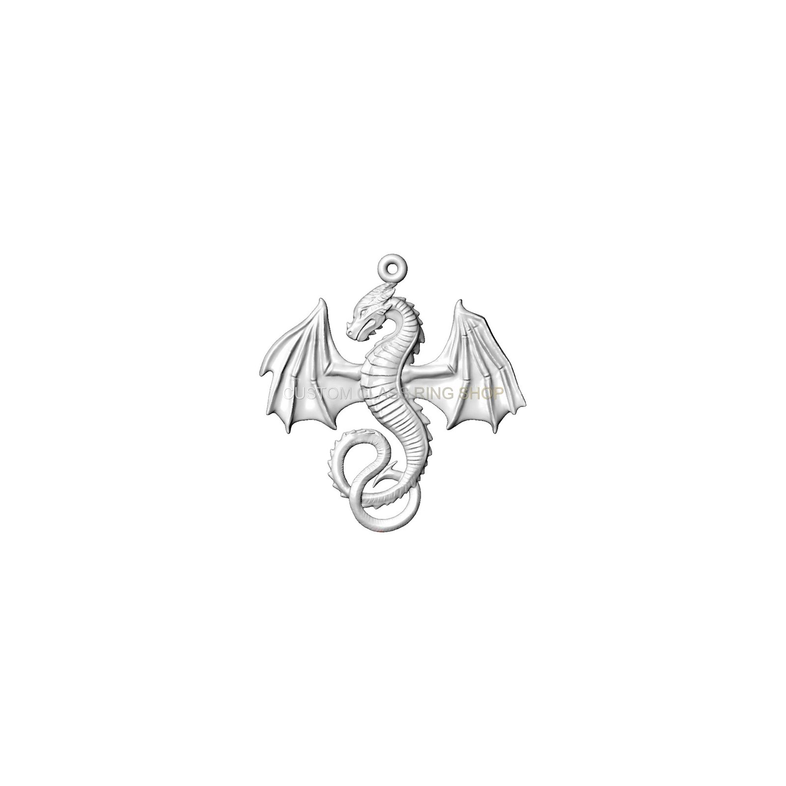 Sterling silver dragon spread wings pendant with detailed wings