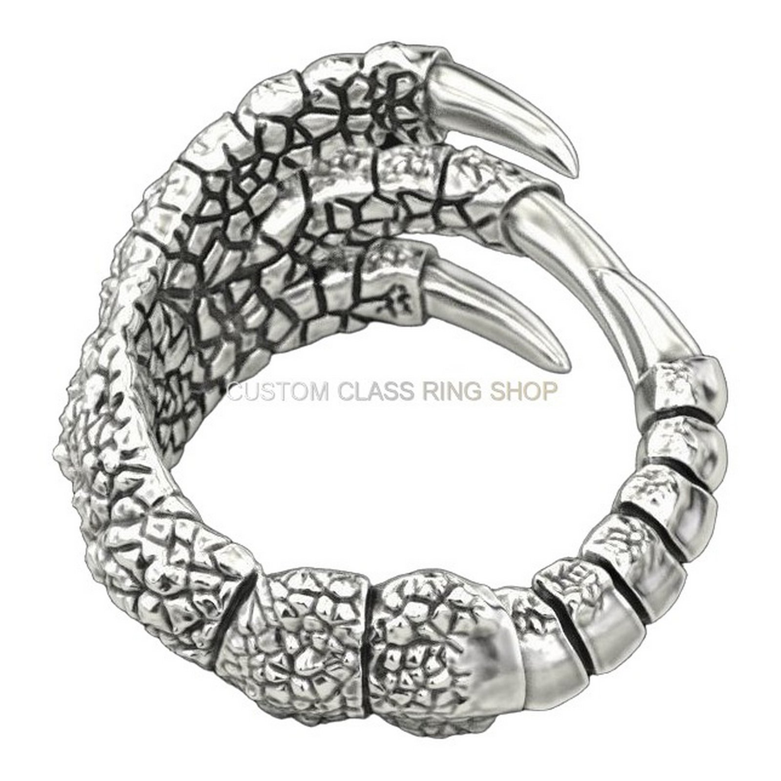 Mens sterling silver dragon claw bracelet, three-quarter rotated view