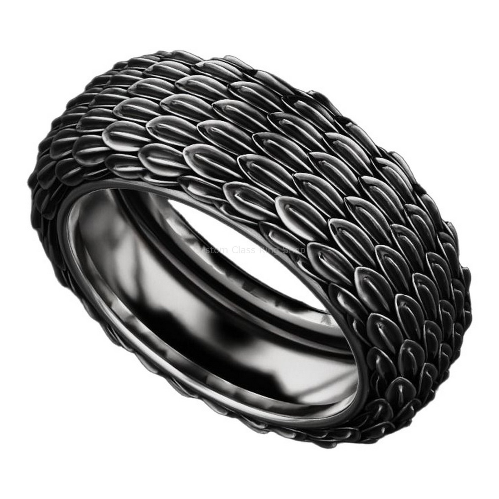 sterling silver eagle feather statement ring oxidized texture detail