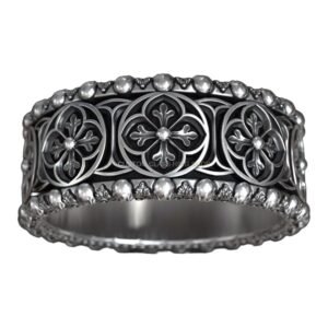 Gothic skull sterling silver statement ring oxidized antique finish