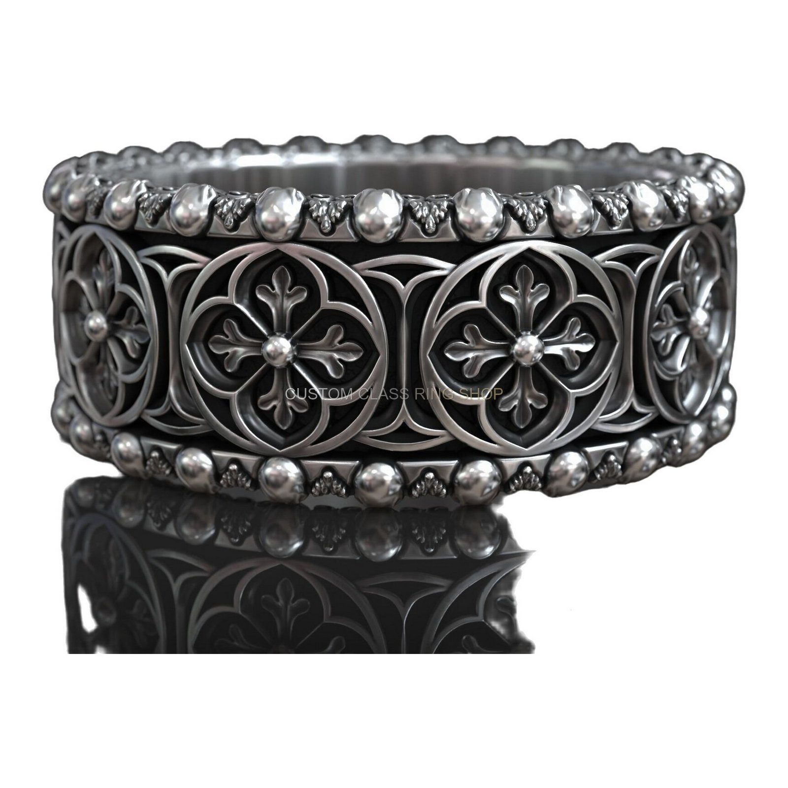Gothic skull sterling silver statement ring oxidized antique finish
