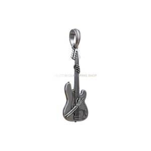 Sterling silver guitar skeleton pendant with oxidized antique finish