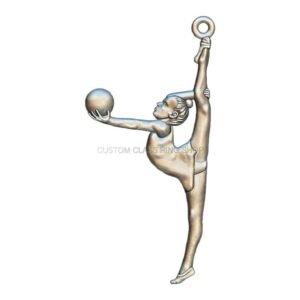 Sterling silver gymnastics girl pendant with gymnast in vertical split pose