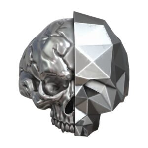 half skull polygon solid blackened ring 3d model obj fbx stl 3dm ztl (1)
