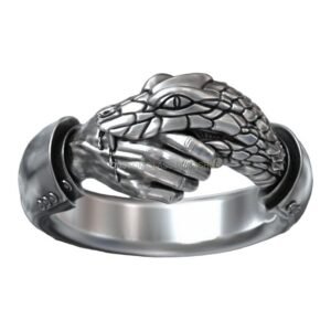 Mens sterling silver snake handshake ring oxidized antique finish