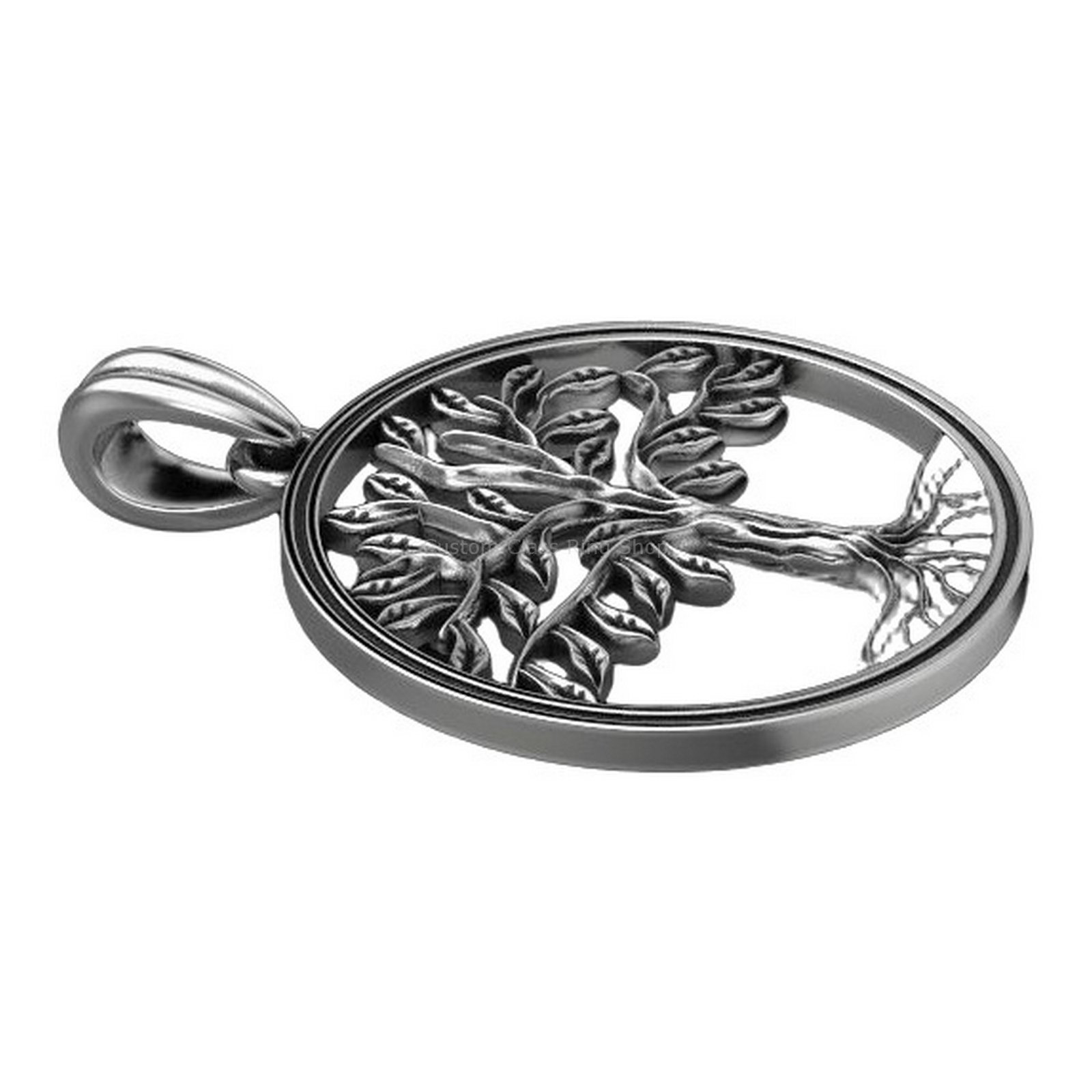 Sterling silver tree of life pendant with beaded circular frame