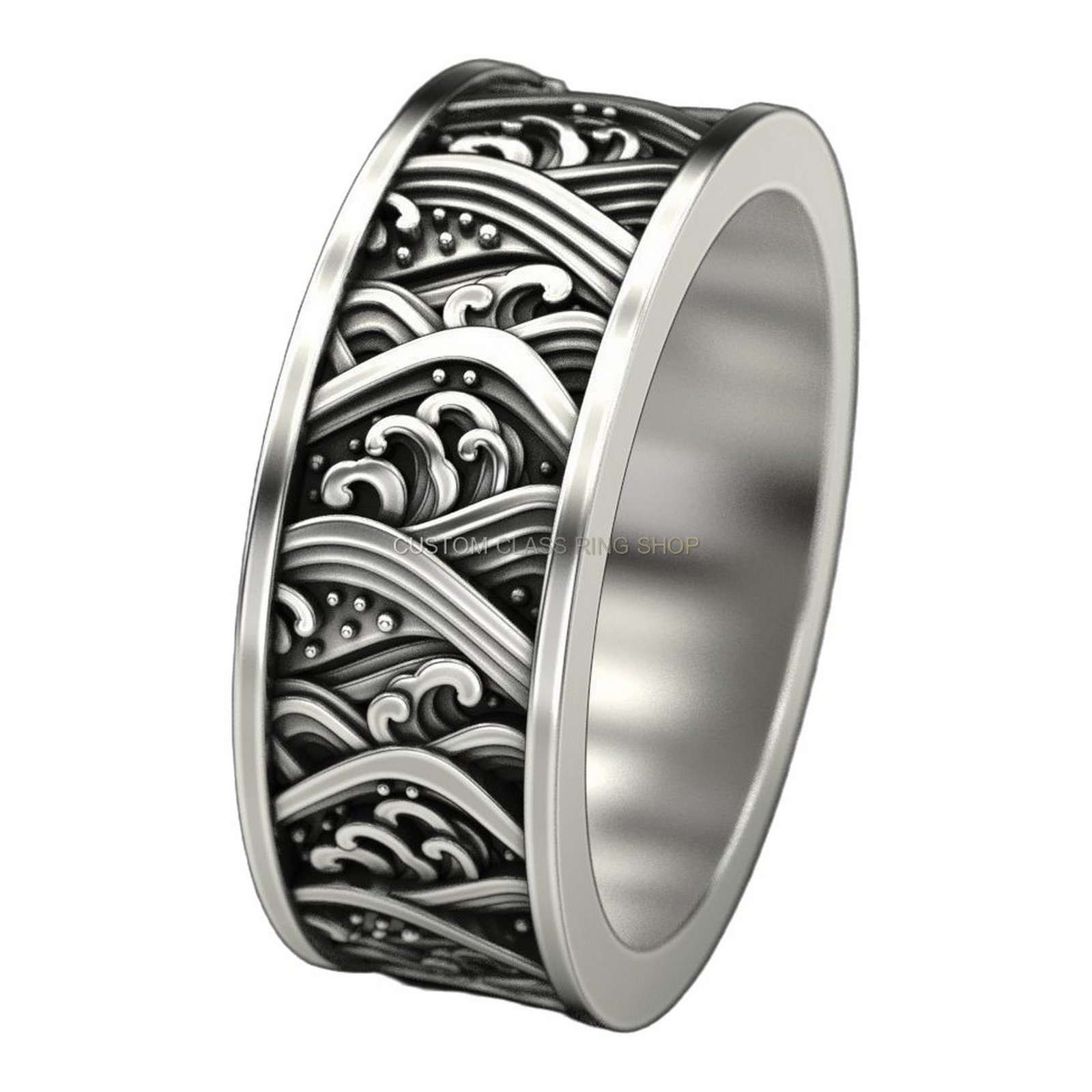 Unisex sterling silver filigree statement ring with oxidized scrollwork
