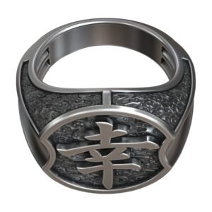 japanes hieroglyph happiness sterling silver signet 3d model 481185891e