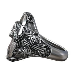 jesus christ angels gothic cross christian ring 3d model 61e0e61951