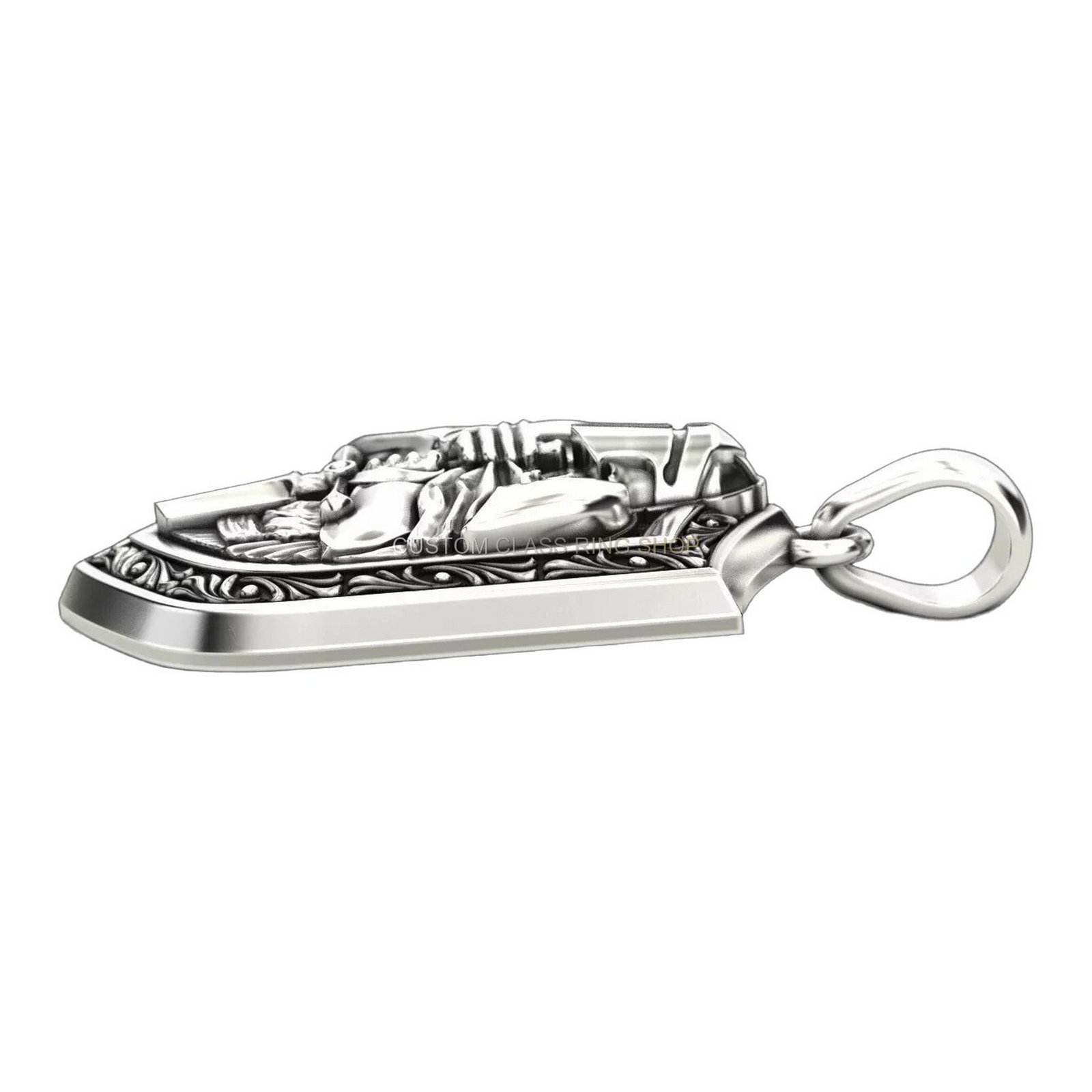 Mens sterling silver knight pendant with armored warrior and sword