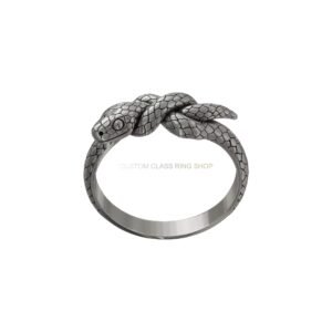 Sterling silver knotted snake ring with oxidized finish