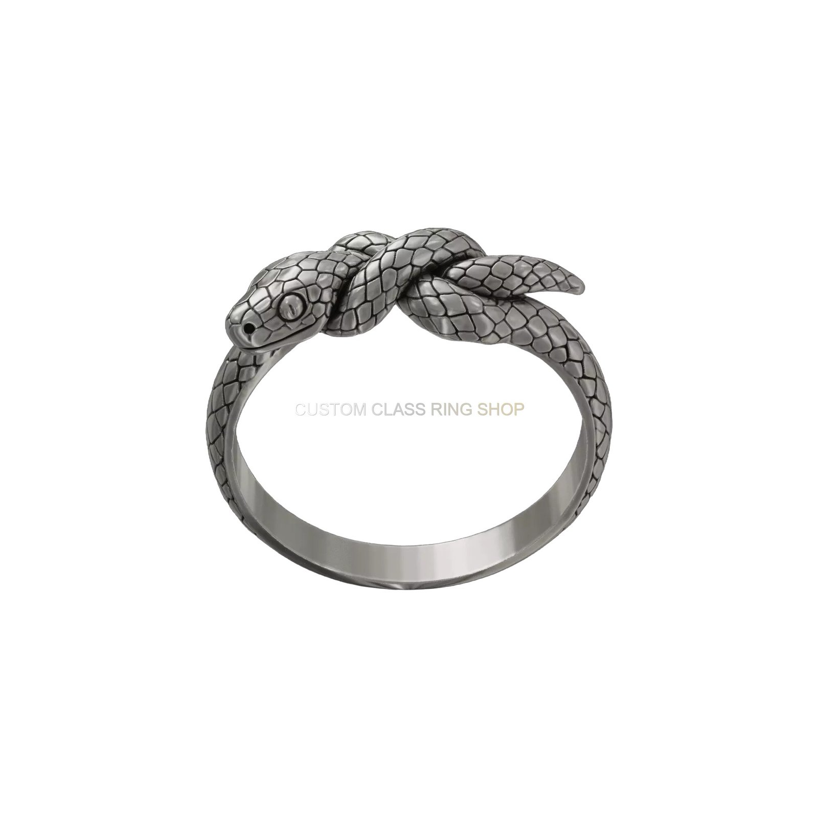 Sterling silver knotted snake ring with oxidized finish