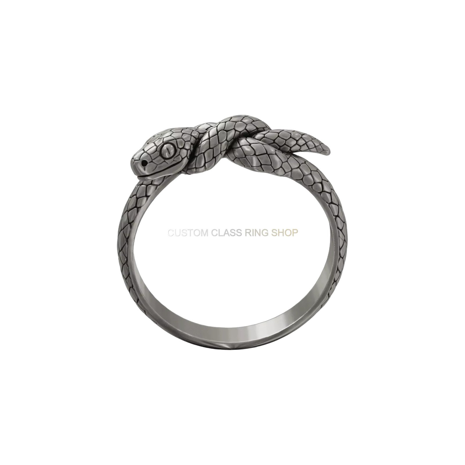 Sterling silver knotted snake ring with oxidized finish